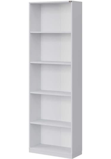 Modern 5 Raflı Kitaplık - Beyaz 64x182x26 Cm Beyaz
