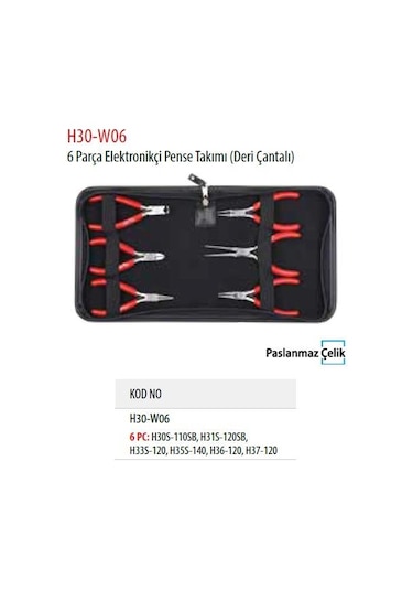 Ceta Form 6 Parça Elektronikçi Pense Takımı Deri Çantalı H30-W06