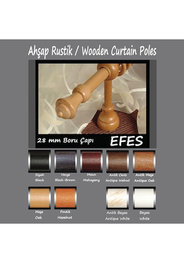 Ahşap Rustik,  Halkalı + Raylı