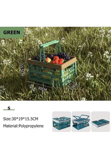 Novahub Yeşil Açık Katlanır Taşınabilir Piknik Sepeti Taşınabilir Kamp Depolama Plastik Çerçeve Büyük Süpermarket Alışveriş Sepeti S Yeşil Yeşil