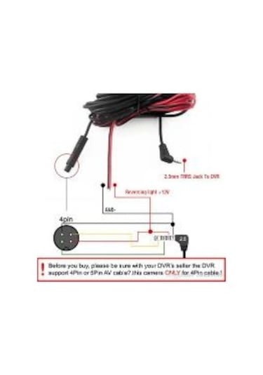 4 Pin 2.5 Mm Araç Geri Görüş Kamera Kablosu 5 Metre 4 Pin Kamera Kablosu