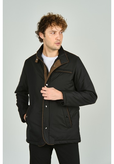 Daynax Erkek Dik Yaka Fermuarlı Ve Çıtçıt Kapamalı Cep Detaylı Mont Kaban 4520 Siyah Siyah
