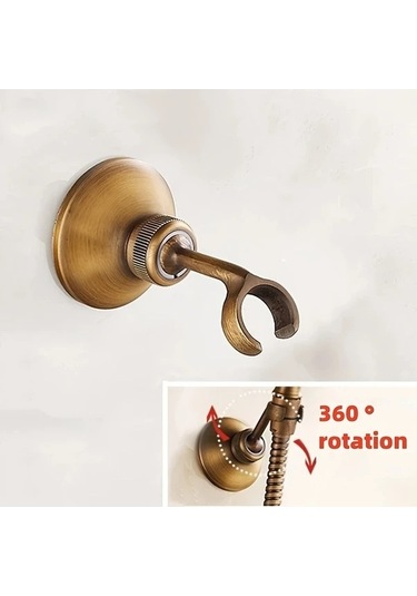 Fastbuy Antika Bronz Avrupa Banyo Duş Seti, 3 Parçalı, Taşınabilir Hortum Ve Başlık Braket