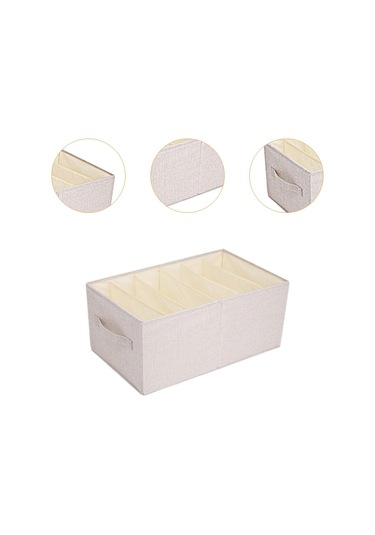 Suntek Giysi Yorgan Saklama Kutusu L Bej 6 Izgara Bej