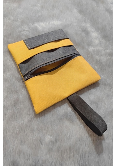 Sarı Su Geçirmez Fermuarlı İmperteks Kumaş Tütün Kesesi Çantası Tütünlük Rd49 Sarı