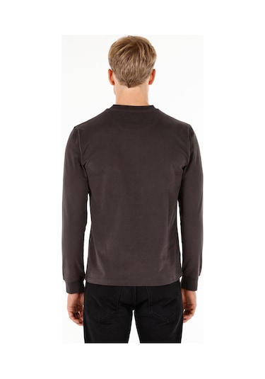 Colins Slim Fit Düğmeli Yaka Basic Antrasit Erkek Uzun Kol Tişört Cl1065875 Antrasit