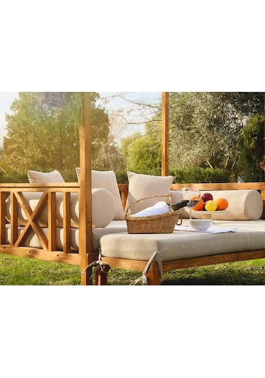 Mandu Exclusive Ahşap Bahçe Yatağı (Daybed) Bej