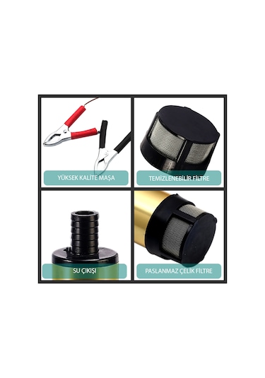 Kızılırmak 12 Volt Alüminyum Dalgıç Tipi Sıvı Aktarma Pompası Filtreli