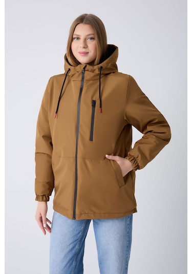 Montland Kadın Taba İçi Kürklü Su Ve Rüzgar Geçirmez Kapüşonlu Kışlık Mont Taba