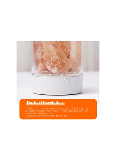 Hombey Doğal Tuz Kristali Işık, 7 Renkli Değişimli Fonksiyonlu, Hava Temizleyici, Uyku İçin Yatak Odası Dekoratif Minyatür Lambası Beyaz