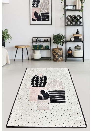 Three Cactus Djt 160X230 Cm Kaymaz Taban Dekoratif Halı