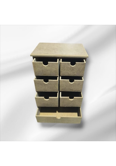 Ahşap Boyanabilir 7 Çekmeceli Çok Amaçlı Organizer Kutu