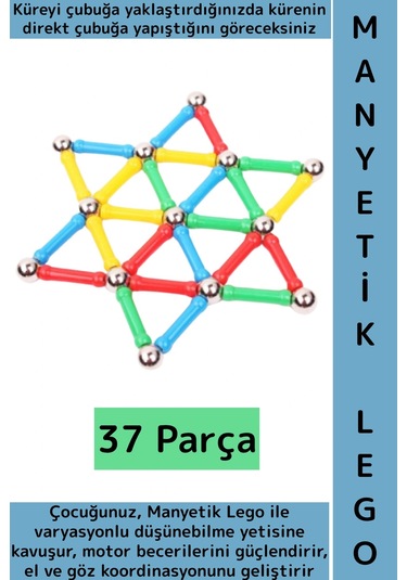Eğitici Motor Beceri El Göz Koordinasyonu Geliştiren Eğlenceli Çocuk Manyetik Lego Seti 37 Parça