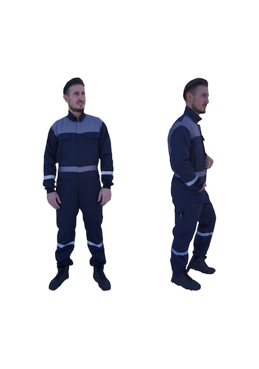 Uniprom Erkek İş Tulumu Boy Tulum Mevsimlik Lacivert-gri