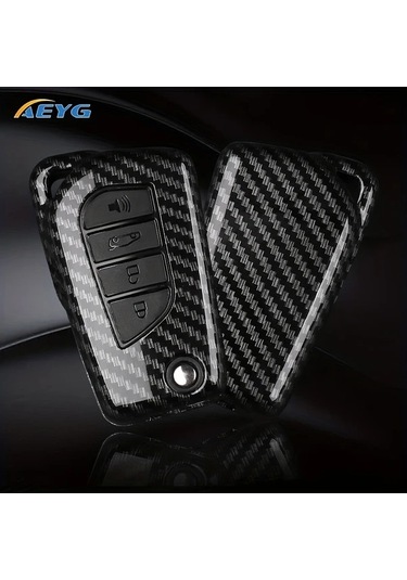 Dashanshop Karbon Fiber Abs Araç Anahtar Kılıfı 3 Tuşlu Çizilmeye Dayanıklı 2012-2024 Rav4 Corolla