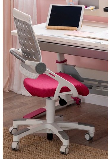 Creo Mobili Yükseklik Ve Sırt Ayarlı Sirius Çalışma Sandalyesi Ofis, Bilgisayar Koltuğu Beyaz/fuşya Gri