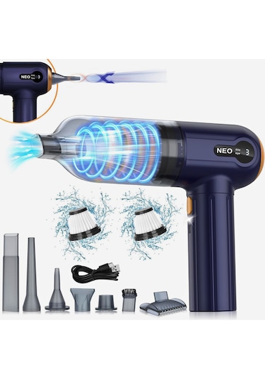 Şarjlı Araç Süpürgesi 3 Kademeli Süper Çekim Gücü 2in1 18.000pa