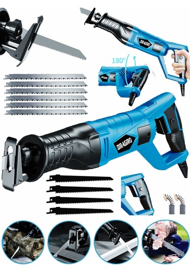 Dragro GRZ-tlk9000 Mavi 10 Uç 9000 Sjs 6 Kademe Devir Ayarli Bakir Sargili Beton Tuğla Kemik Kesme Tilki Kuyruğu