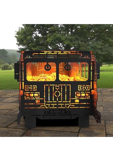 Portatif Barbekü İtfaiye Kamyonu Modelli Bahçeniz İçin Dekoratif Siyah