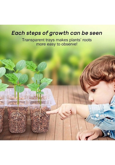 12 Delikli Yükseltilmiş Etli Kapaklı Sebze Fidesi Saksısı Siyah