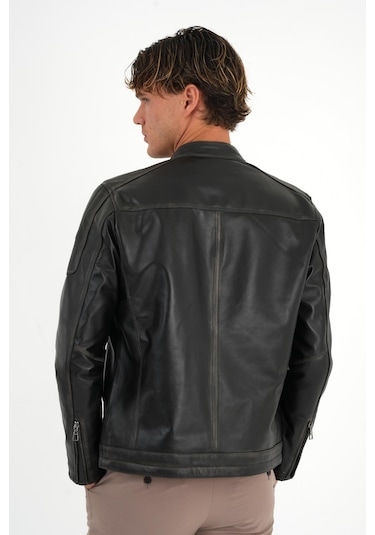 Tyler Siyah Erkek Deri Mont Siyah