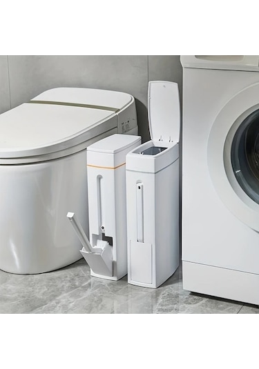 Fastbuy Challenger Beyaz 4.5l Büyük Kapasiteli Çukur Çöp Kutusu, Koku Önleyici, Fırçalı, Sessiz Açma Kapama Beyaz