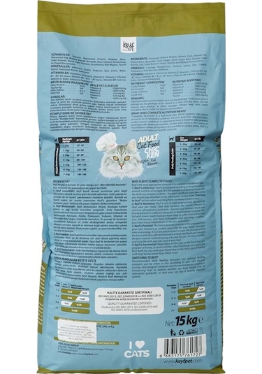 Keyf Tavuklu Yetişkin Kedi Maması 15 KG