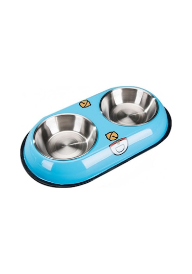 Maxi Life Evcil Hayvan İkili Çelik Mama Kabı 34.5 CM Mavi