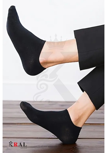 Kral Socks Kadın - Erkek 8 Çift Cotton Dikişsiz Soft Görünmez Penye Patik Bilek Çorap Siyah