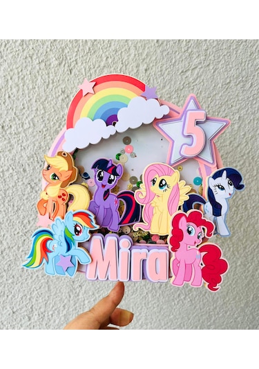 Pony Temalı İsme Özel Kız Çocuk Doğum Günü Pasta Süsü