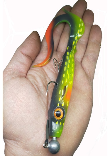 Shock Tail 19 Cm Üçlü İğne No:6 Çelik Tel Modifiyeli Hazır Zokalı Silikon Yem 26 Gr