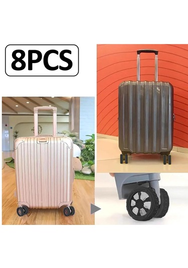 Homyl 8x Silikon Bagaj Tekerleği Çoğu Bavul Siyahı Siyah Siyah