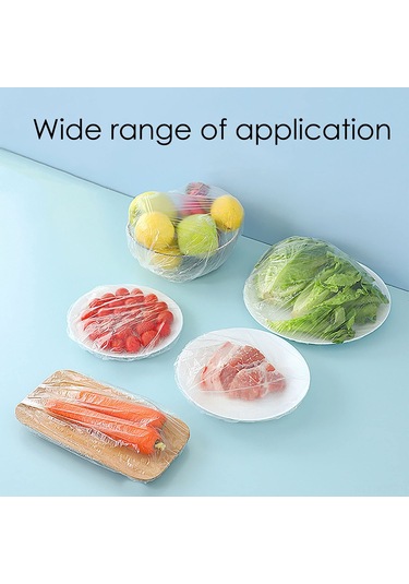 Youmex 300 Adet Yeniden Kullanılabilir Yenilebilir Pe Mutfak Yemek Muhafaza Örtüsü - Genişletilebilir 42cm Şeffaf