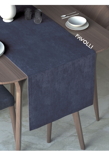 Lacivert Renk Kadife Dokulu Runner Dream Series 40 X 140 Lacivert