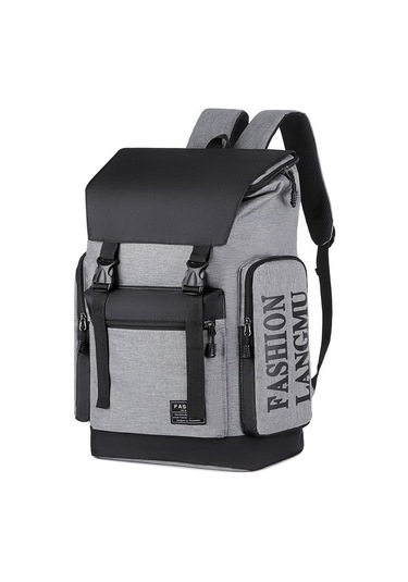 Gri Trendy Yüksek Kapasiteli Erkek Sırt Çantası Eğlence Açık Seyahat Çantası Bilgisayar Çantası Ortaokul Öğrencisi Kolej Okul Çantaları Gri