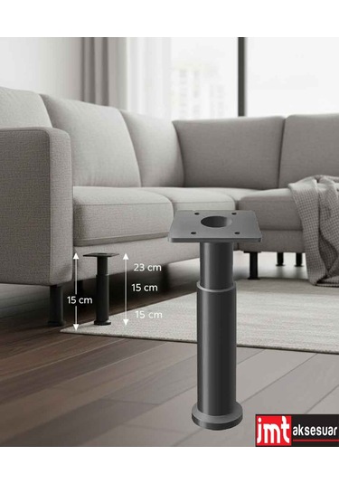 5 23 Cm Ayarlanabilir Siyah Destek Ayağı Mobilya Kanepe Baza Koltuk Dolap Ayağı Siyah