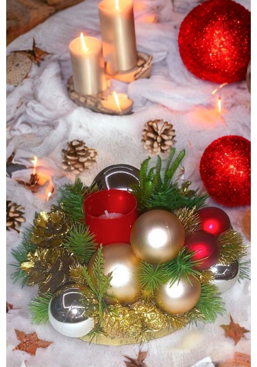 Yılbaşı Mumluk Masa Centerpiece