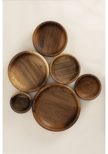 Walnut 6'lı El Yapımı Doğal Ceviz Kase Takımı 1293