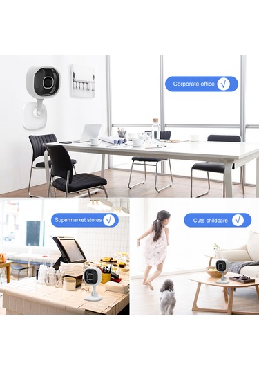 Geeksen 1080p Wifi Kamera, 2.4g Kablosuz Bağlantı, Geniş Açı Lens, Hareket Algılama, İç Mikrofon, Dairesel Kayıt Beyaz