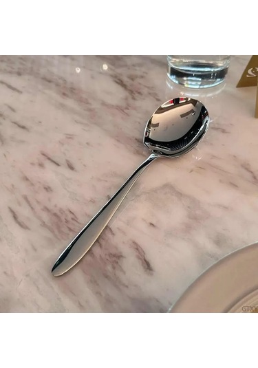 Kangvka Gümüş Renkli Paslanmaz Çelik Salata Kaşığı, Büyük Boy, Ev/festivite Servisi, Konforlu Tutamak, 1 Adet Gümüş