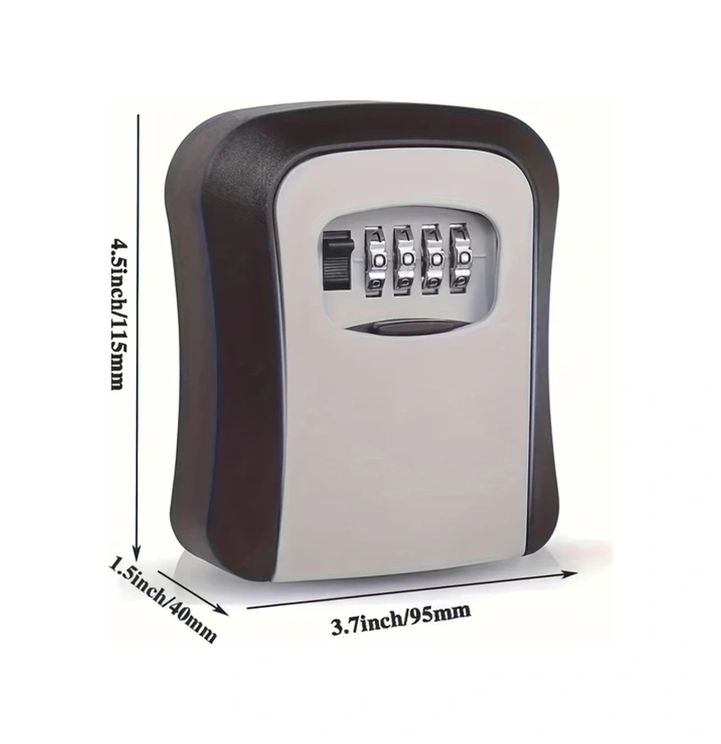 Sunshine011 Siyah 4 Haneli Kombinasyonlu Çelik Kasa, 5 Anahtar Kapasiteli İç Ve Dış Mekan Duvar Montajı Siyah