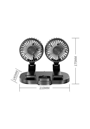 Neevoyu Araba Fani 12v-24v Usb Çift Başlı Katlanabilir 2 Seviye Hızlı 360 Döner Sessiz Soğutucu Ön/arka Koltuk Fl-111 Siyah
