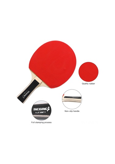 Ranyeek Aile İçin 2 Raket 3 Top Tenis Topu Seti - Siyah Sap Uzun Raket, Yüksek Esneklik Spons, Kaliteli Kauçuk, Eğlence Ve Egzersiz İçin