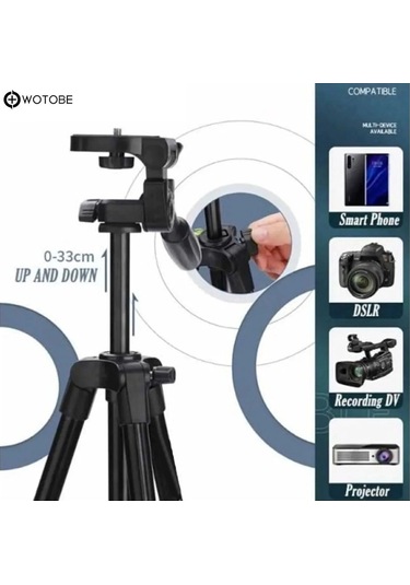 360 Derece Ayarlanabilir 1.36 Metre Kumandalı Telefon Kamera Uyumlu Sabitleyici Tripod