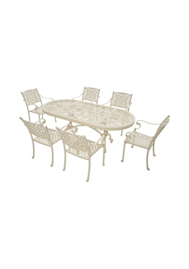 Helen 6 Kişilik Döküm Masa Takımı Rehome Beyaz