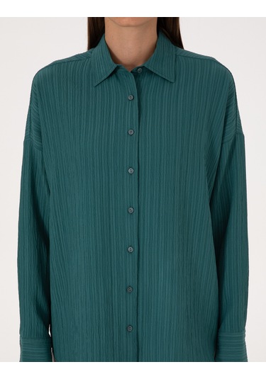 Pierre Cardin Kadın Zümrüt Gömlek Desenli 50318232-vr055 ZÜMRÜT