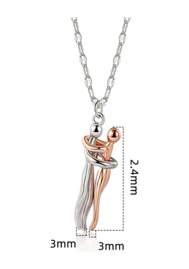 Geometrik Çift Kucaklama Kolye Kolye Aksesuarları Beyaz Altın Çok Renkli