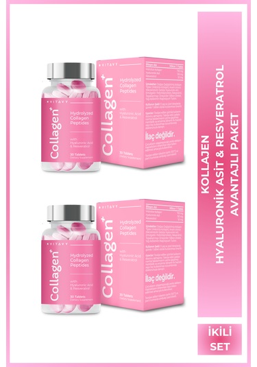 Collagen & Hyaluronic Acid & Resveratrol 1x30 Tablet İkili S...