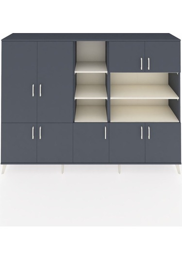 Hyperion Dolap 14 Raflı 9 Kapaklı 220x44x163 Antrasit-antrasit/ay Antrasit-antrasit/aytaşı