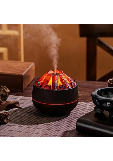 Techbloom 1pc Usb Şarjlı Mangal Kömürü Nemlendirici Renkli Gece Işığı Ayarlanabilir Sis Çıkışı Yatak Odası